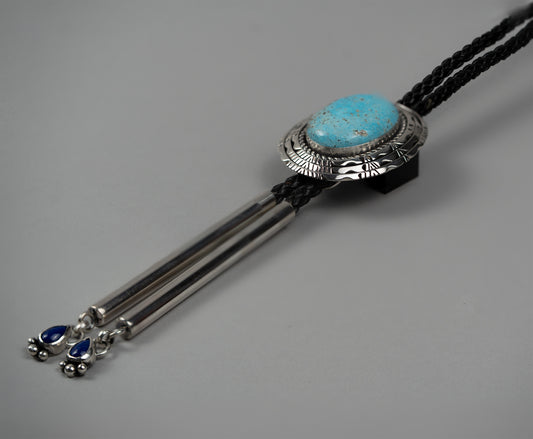 Nacozari Turquoise Bolo Tie with Lapis tips