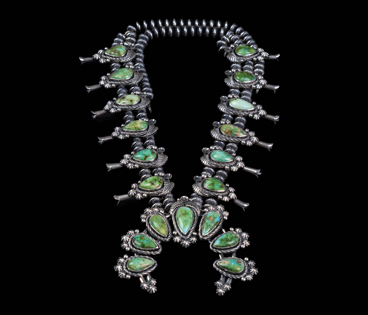 Sonoran Gold Turquoise Squash Blossom Necklace