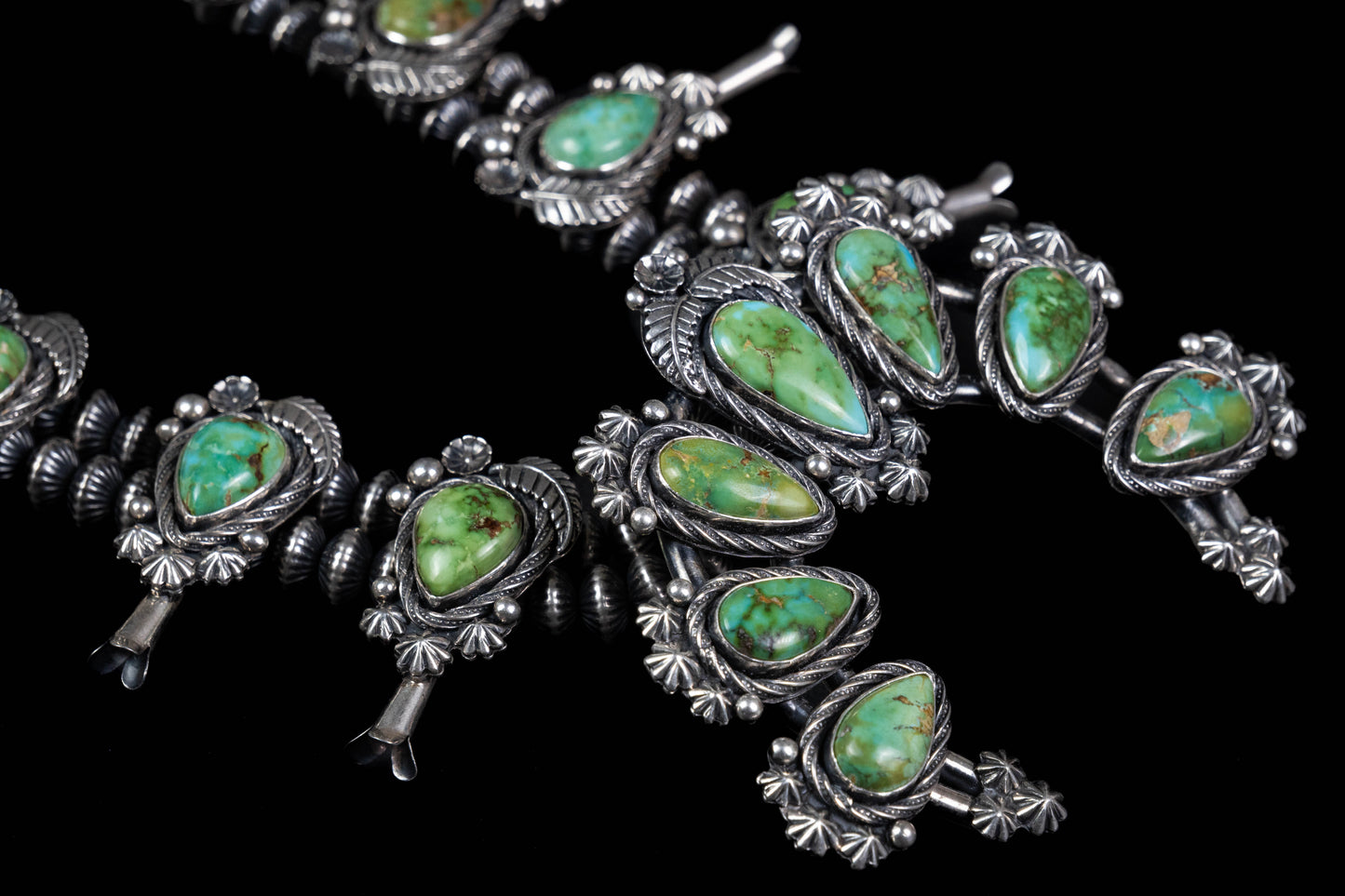 Sonoran Gold Turquoise Squash Blossom Necklace