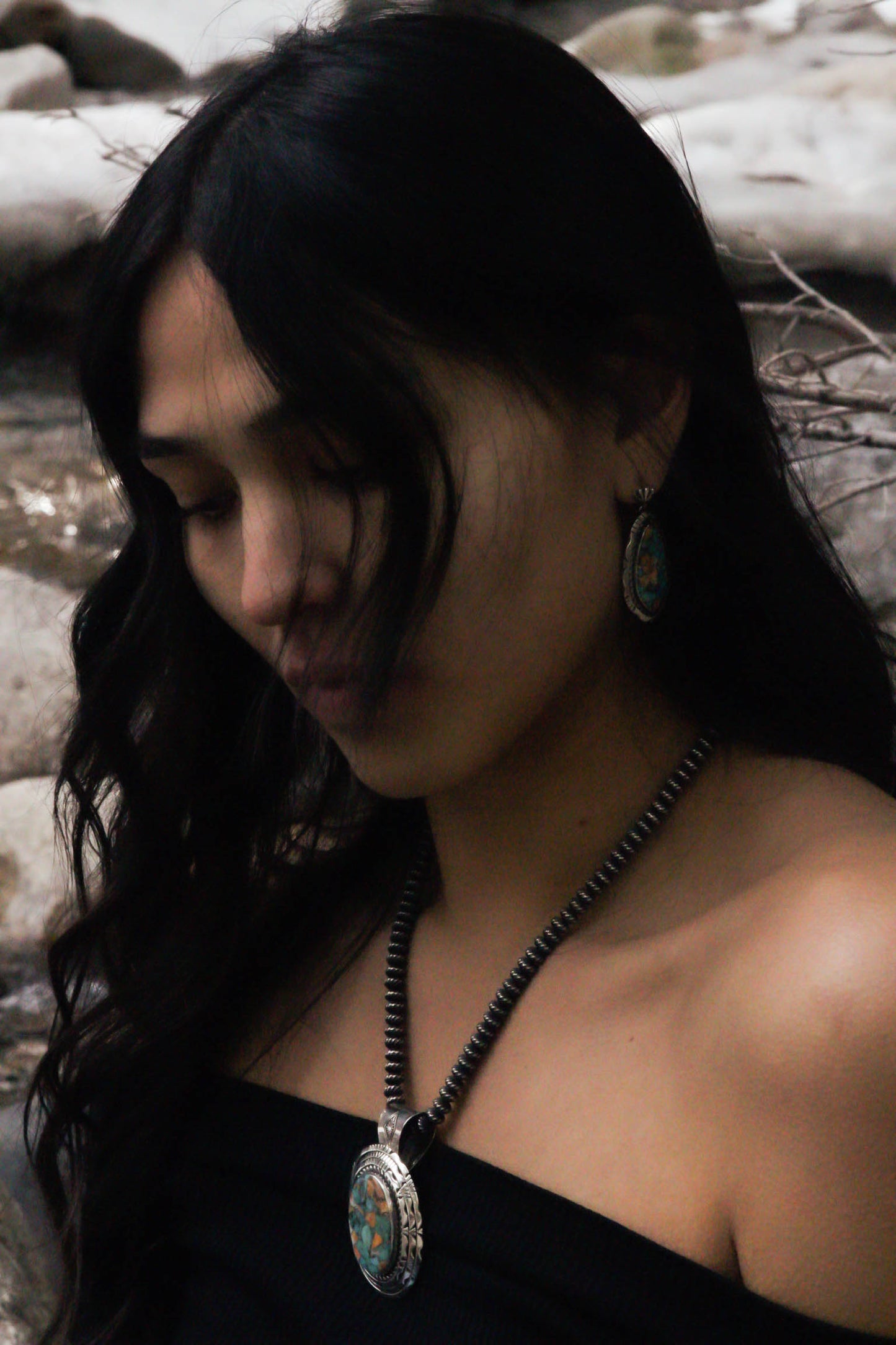 Fluted Navajo Pearls - 26"