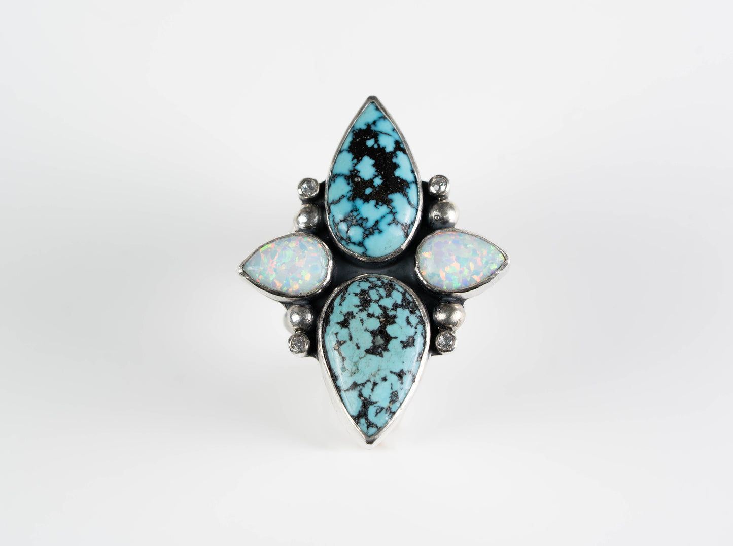 Opal and Turquoise Four-Stone Ring - Size 7 3/4