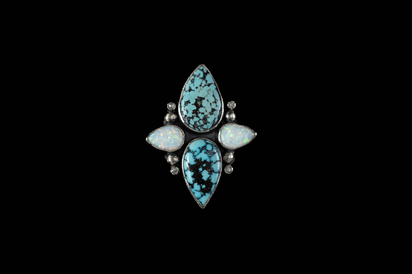 Opal and Turquoise Four-Stone Ring - Size 7 3/4
