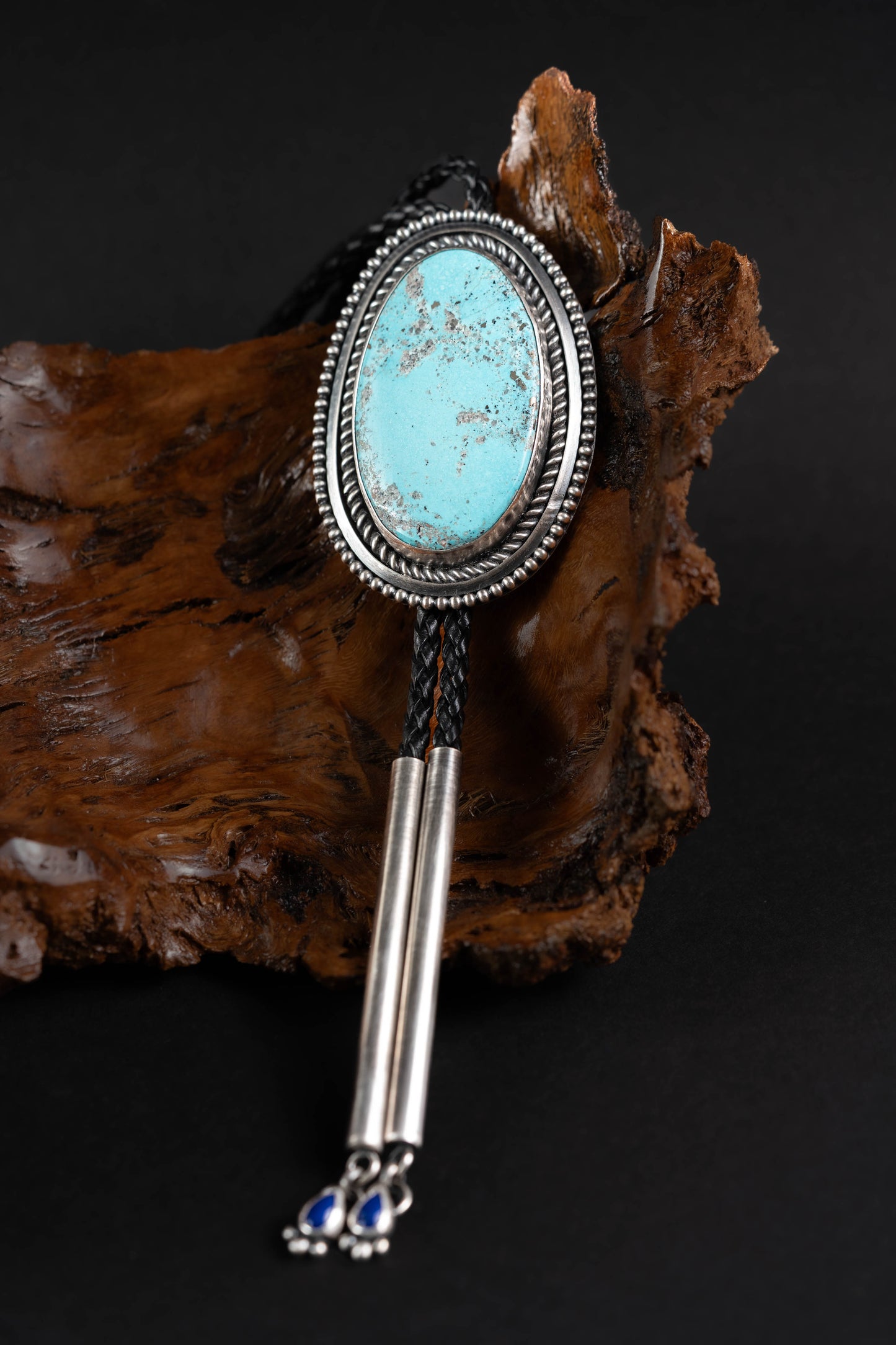 Sterling Silver & Turquoise Bolo Tie Lapis Tips