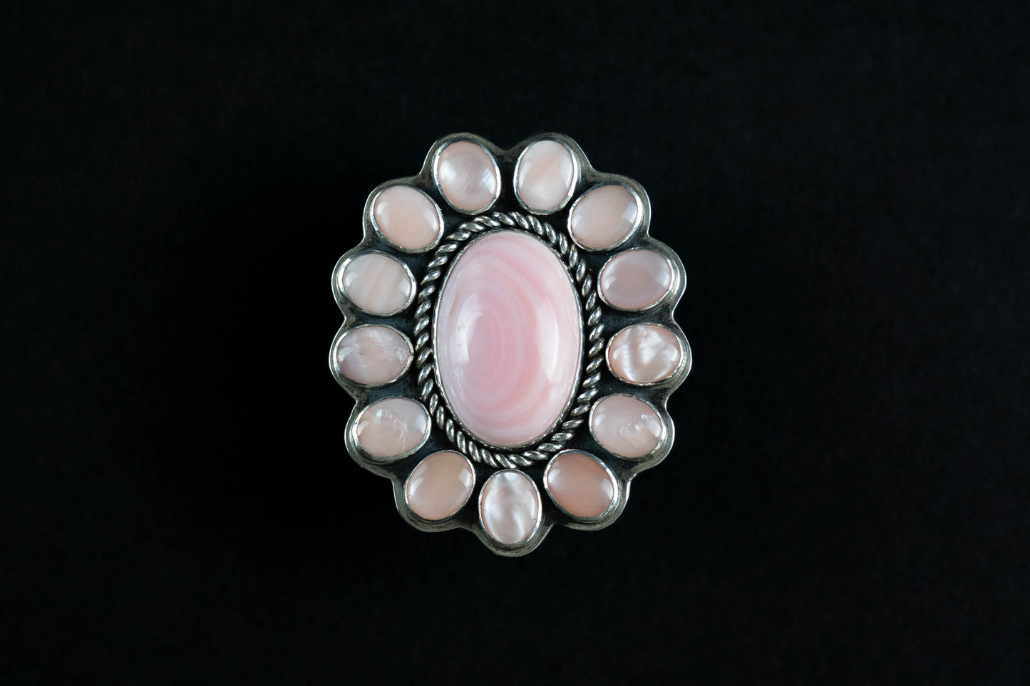 Pink Conch and Mother of Pearl Ring – Sterling Silver