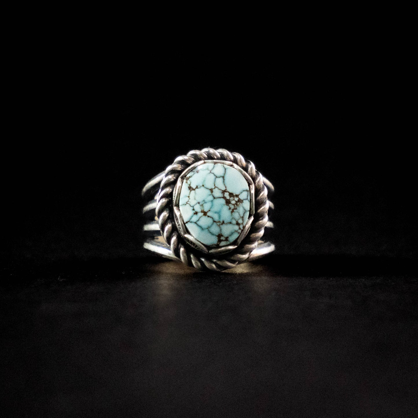 Lone Mountain Turquoise ring - Handcrafted Sterling Silver, size 6.5