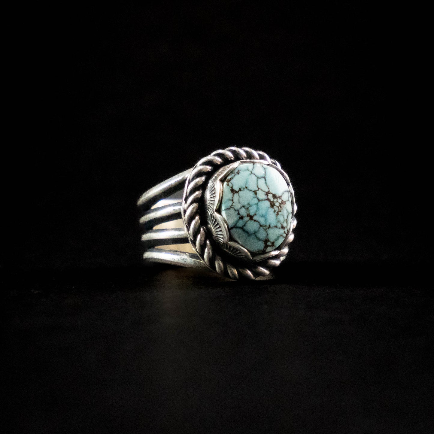 Lone Mountain Turquoise ring - Handcrafted Sterling Silver, size 6.5