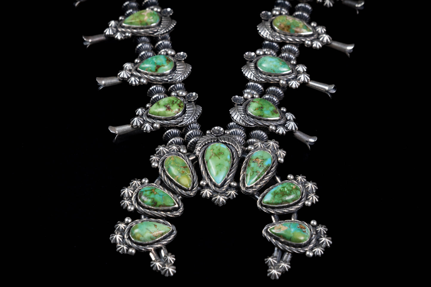Sonoran Gold Turquoise Squash Blossom Necklace