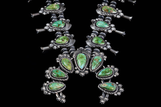 Sonoran Gold Turquoise Squash Blossom Necklace
