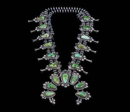 Sonoran Gold Turquoise Squash Blossom Necklace