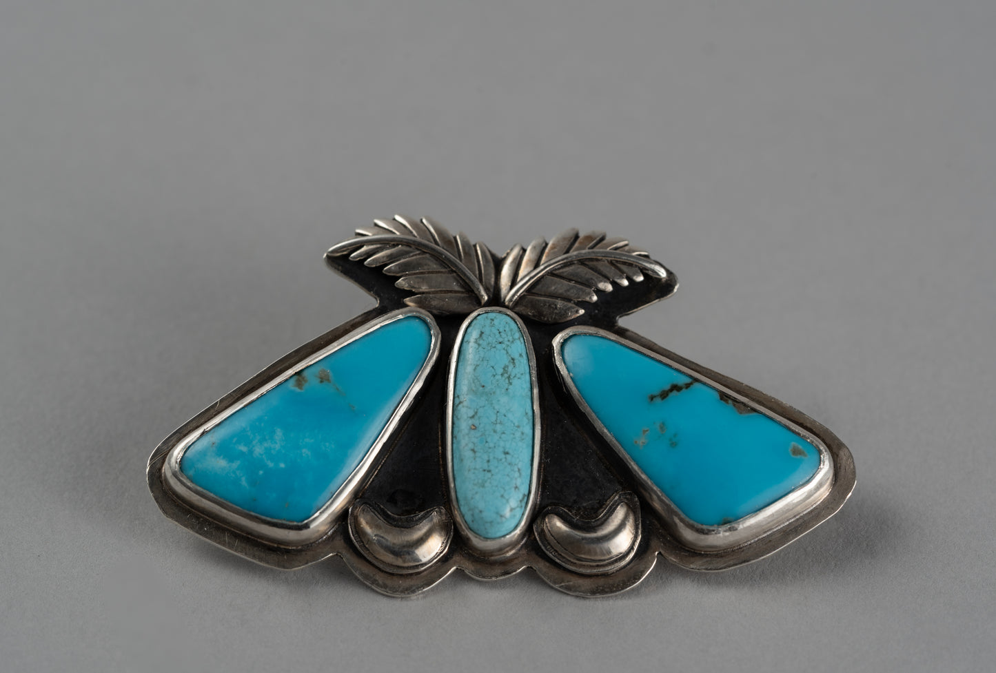 Campitos Turquoise Moth Sterling Silver Pin Brooch