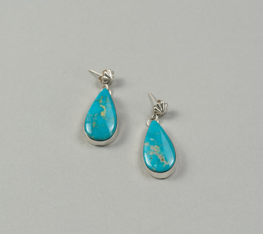 Kingman turquoise statement drop post earrings