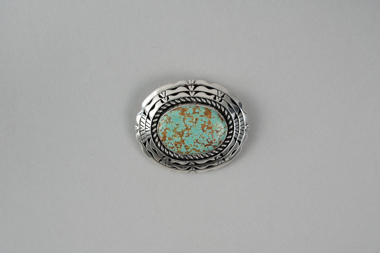 Number 8 Turquoise Strata Layered Pin/Brooch