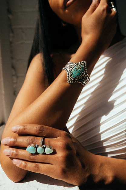 Royston Lone Mountain Turquoise Ring - Size 9.5