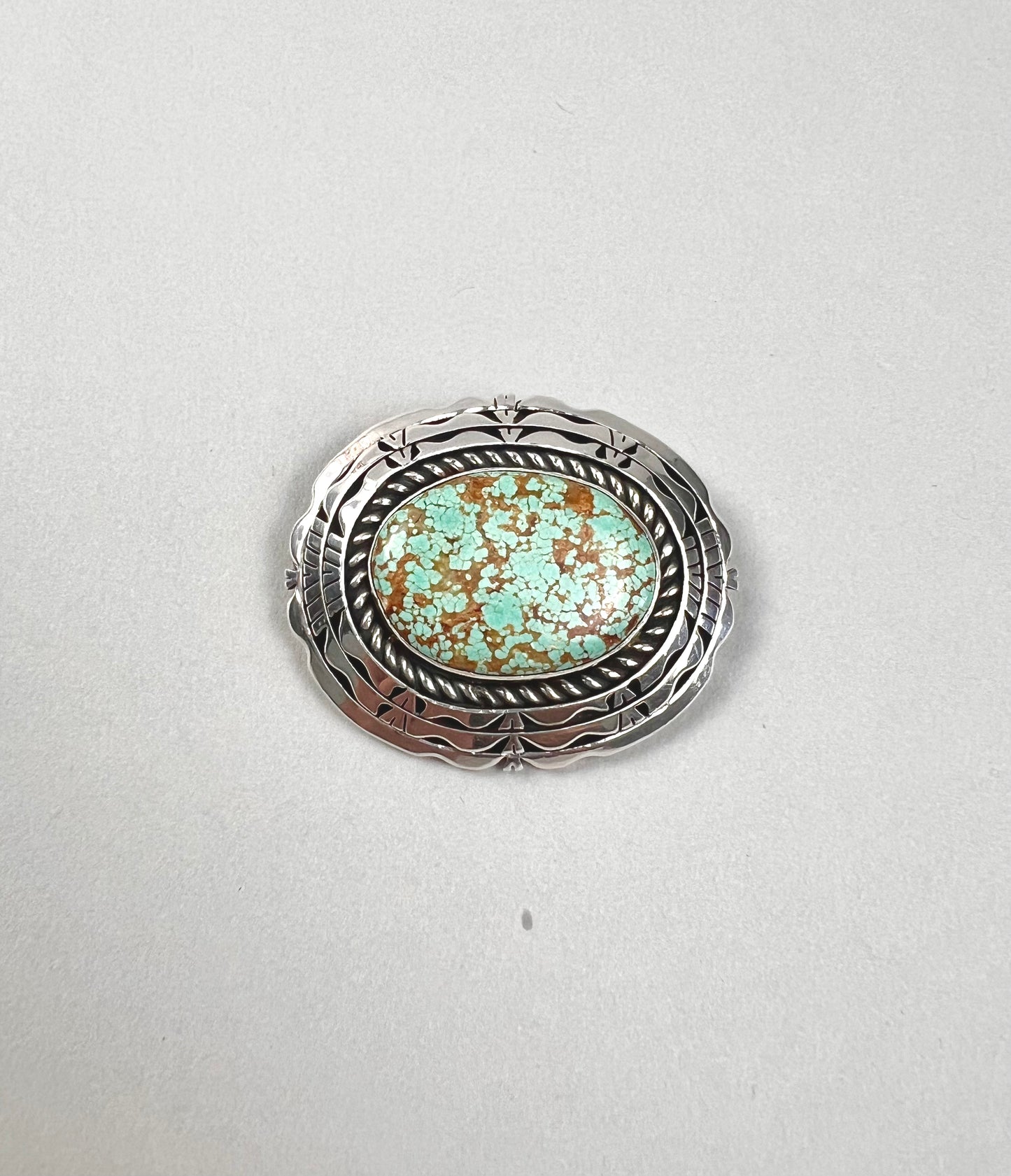 Number 8 Turquoise Pin Brooch