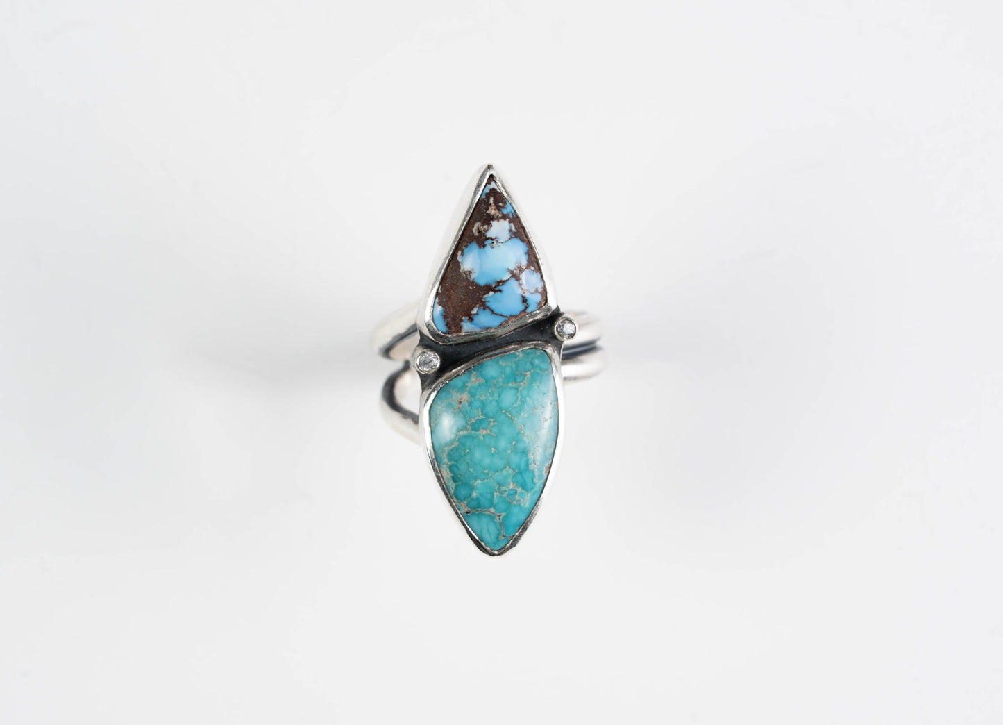 White Water and Golden Hills Turquoise Ring - Size Adjustable