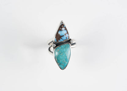White Water and Golden Hills Turquoise Ring - Size Adjustable