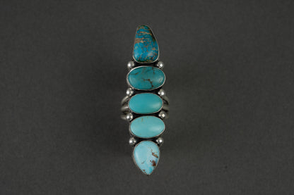 5-Stone Ombre Turquoise Ring - Size 7