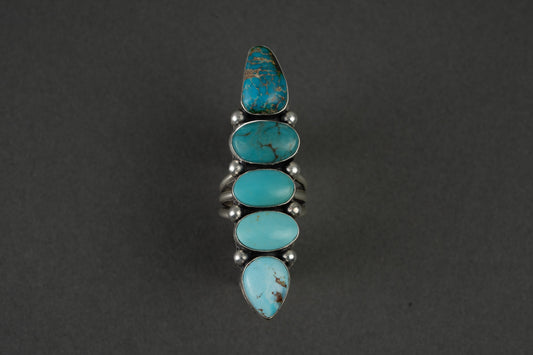 5-Stone Ombre Turquoise Ring - Size 7