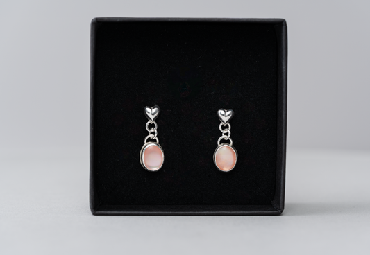 Pink Mother of Pearl Post Back Earrings