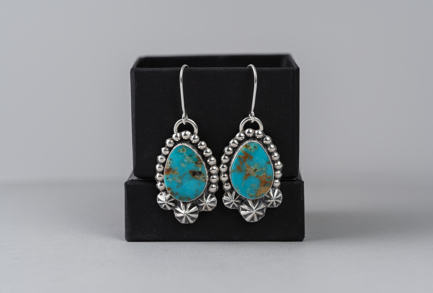 Kingman turquoise 3-star Dangle Earrings