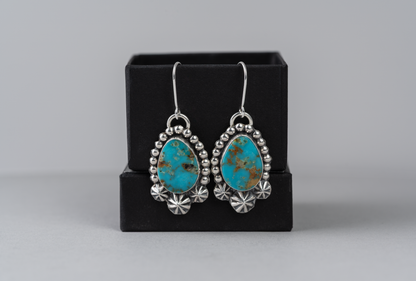 Kingman turquoise 3-star Dangle Earrings