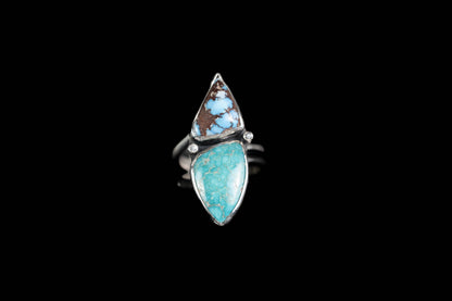 White Water and Golden Hills Turquoise Ring - Size Adjustable
