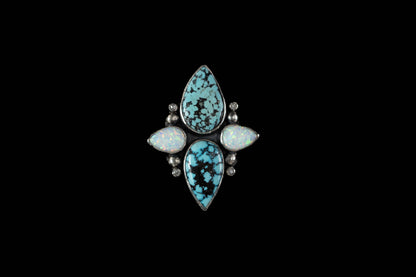 Opal and Turquoise Four-Stone Ring - Size 7 3/4