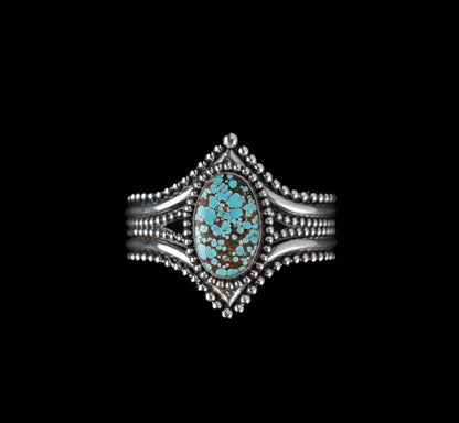 #8 Turquoise Beaded Sterling Silver Cuff