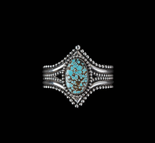 #8 Turquoise Beaded Sterling Silver Cuff