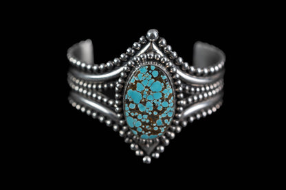 #8 Turquoise Beaded Sterling Silver Cuff